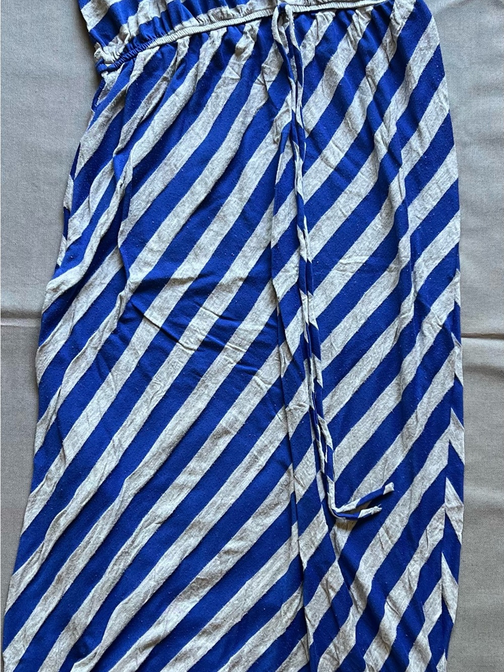 Delirious Blue and Gray Diagonal Stripe Maxi Skirt